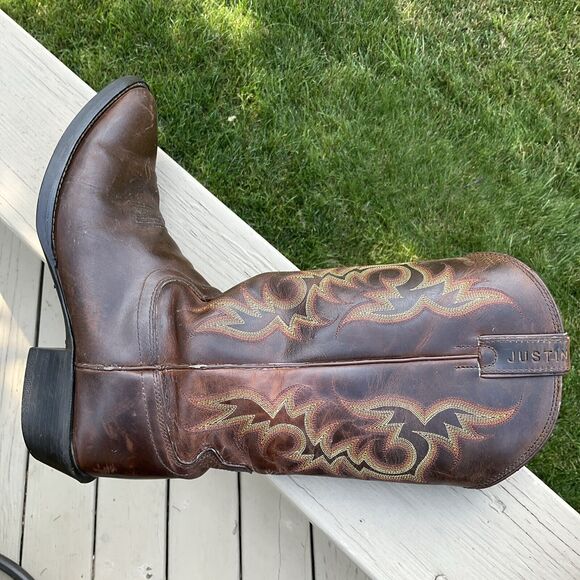 Justin 2551 Men\'s Stampede Western / Cowboy Boots with Round Toe Brown Size 10 D main image 11
